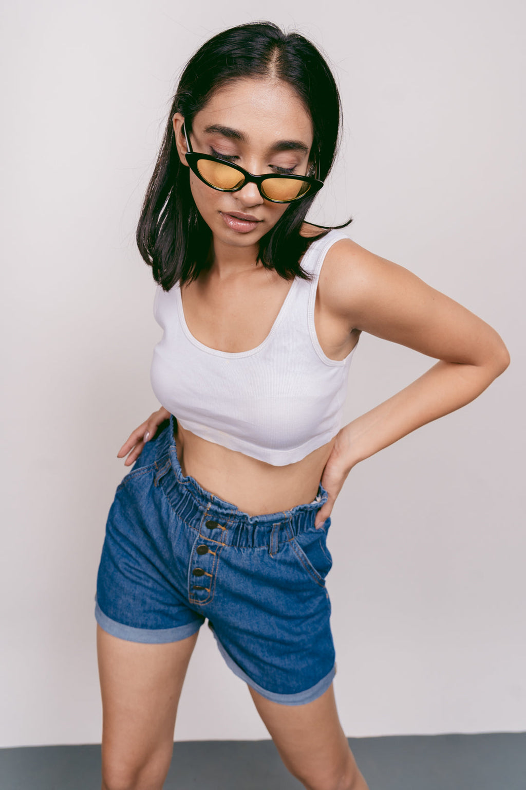 Denim Paperbag Bermuda Shorts