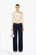 Dark Wash Wide-Leg Straight Jeans