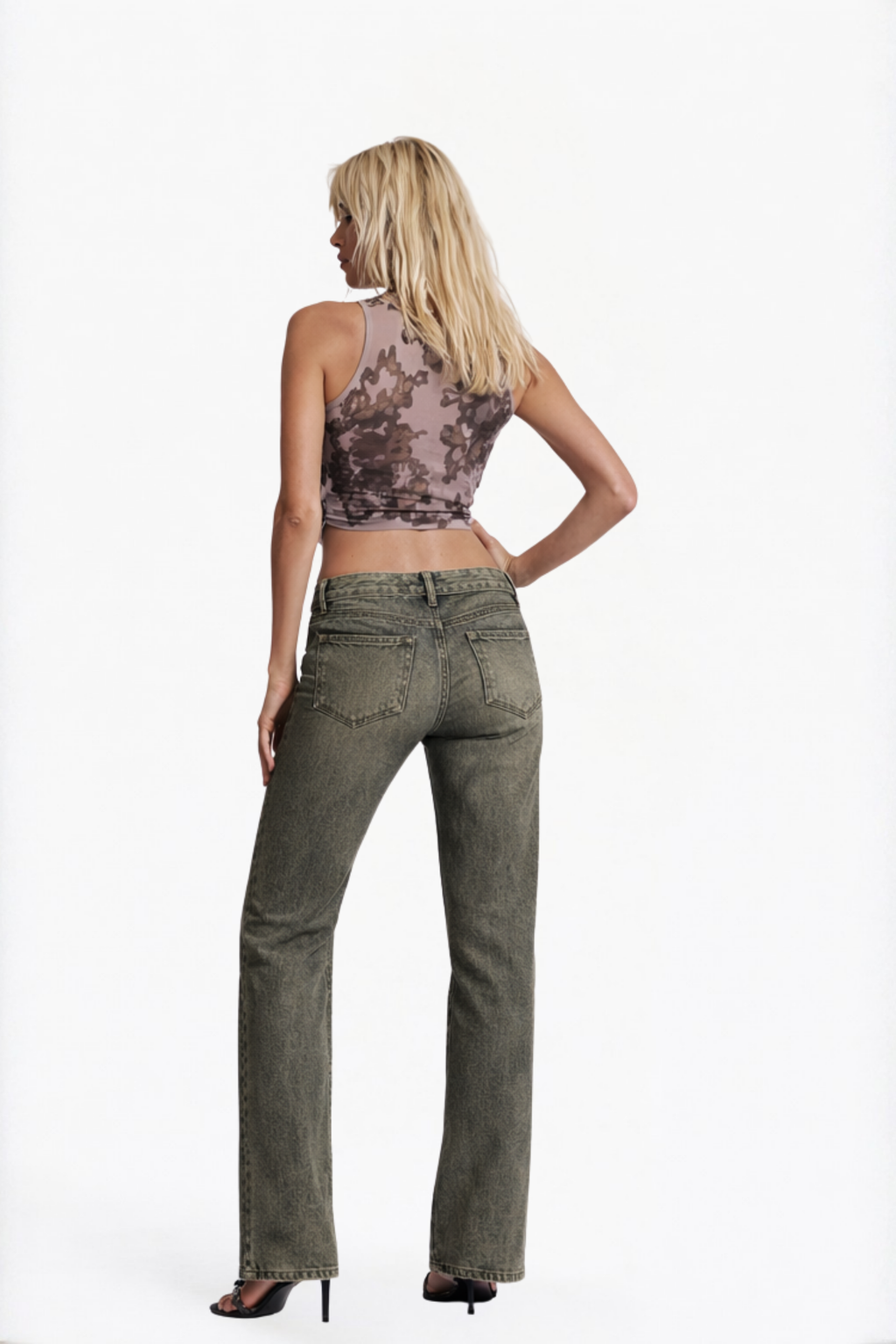 Grey Wide-Leg Straight Jeans