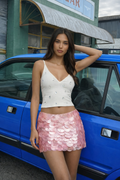 White Crystal-Embellished Crop Top