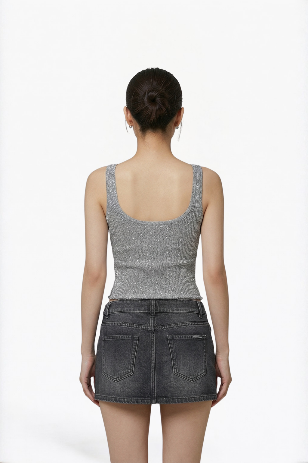 Embellished Grey Tank Top