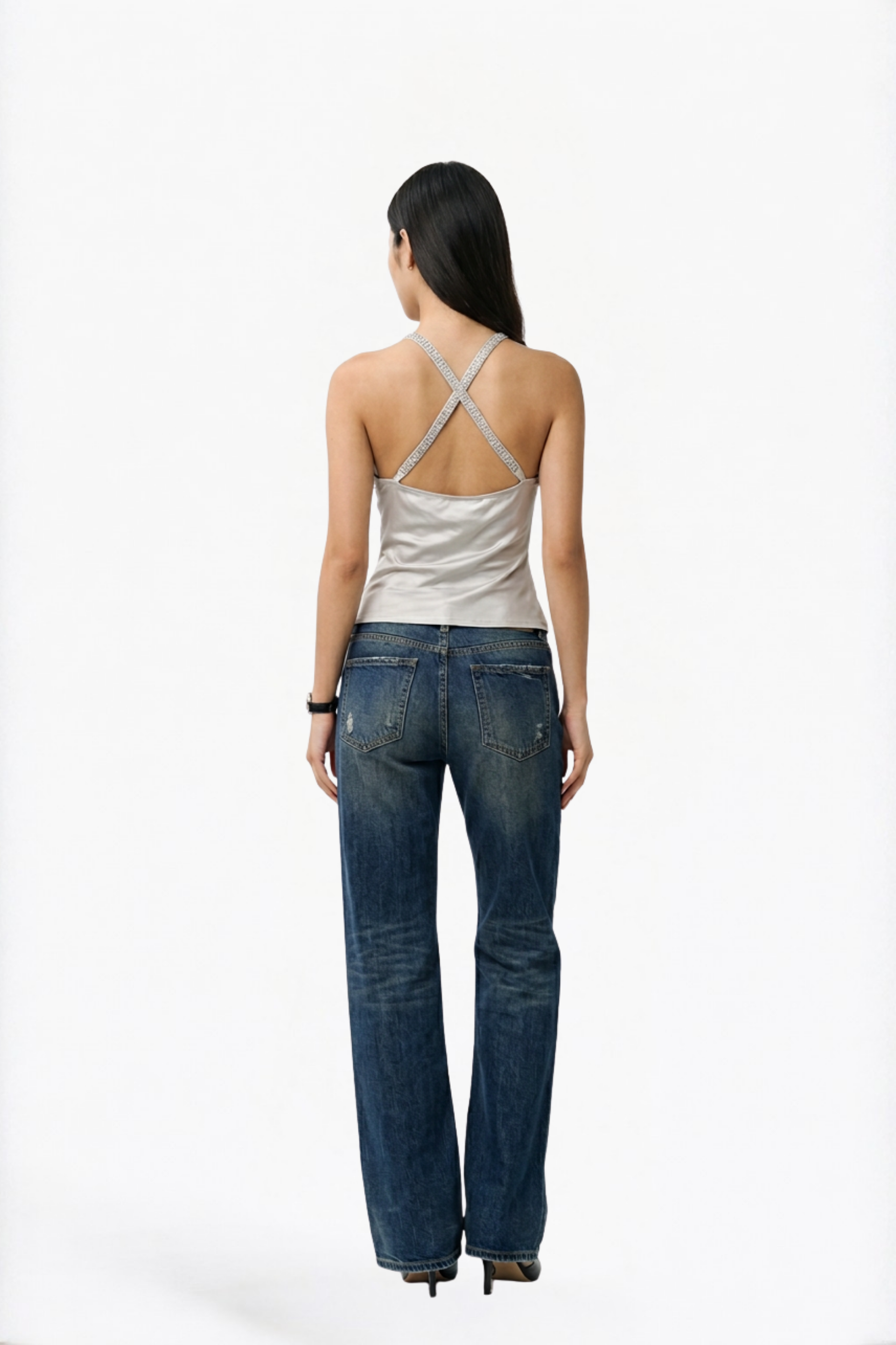Grey Halter Cowl Neck Top