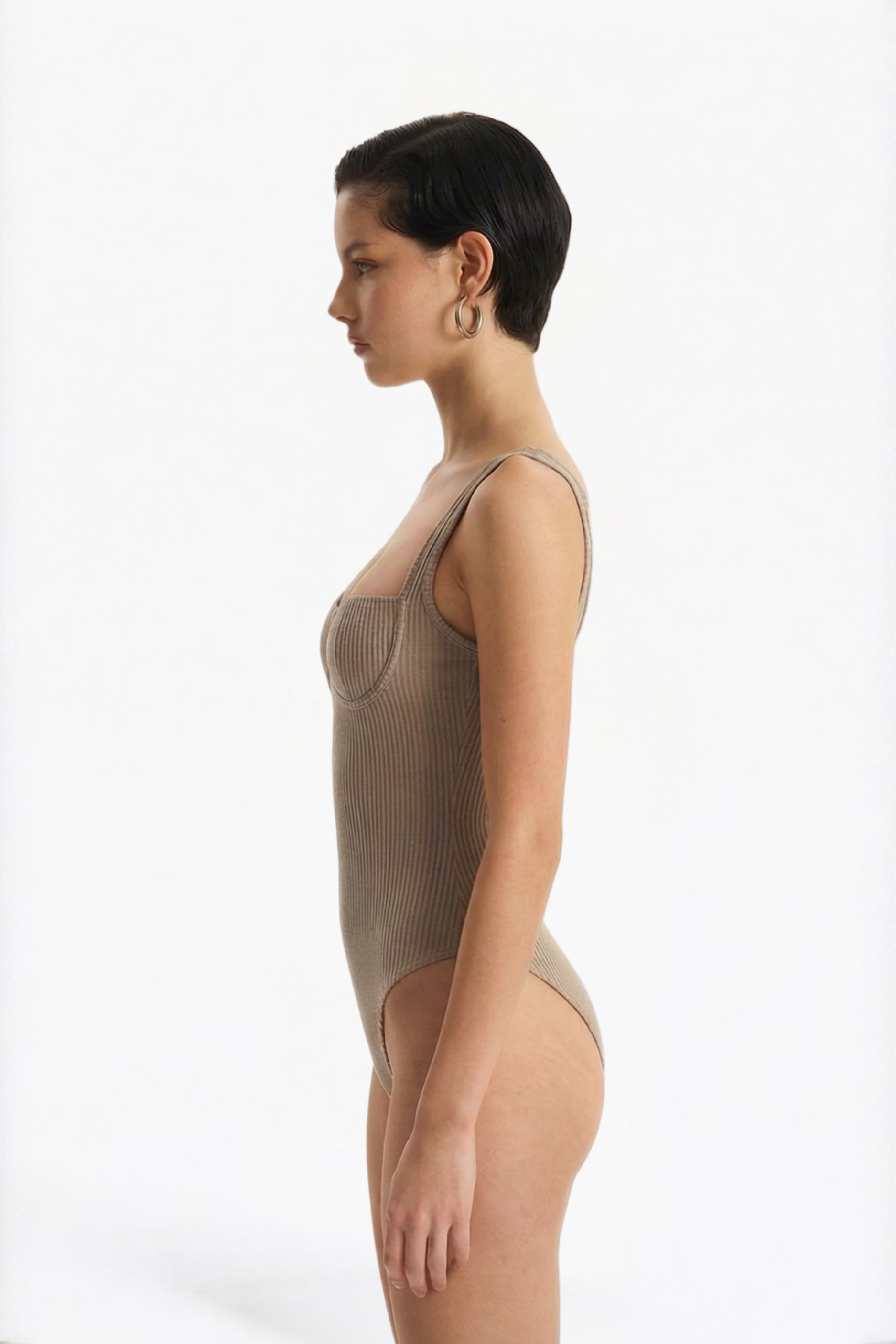 Nude Sleeveless Textured Bodysuit