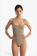 Nude Sleeveless Textured Bodysuit