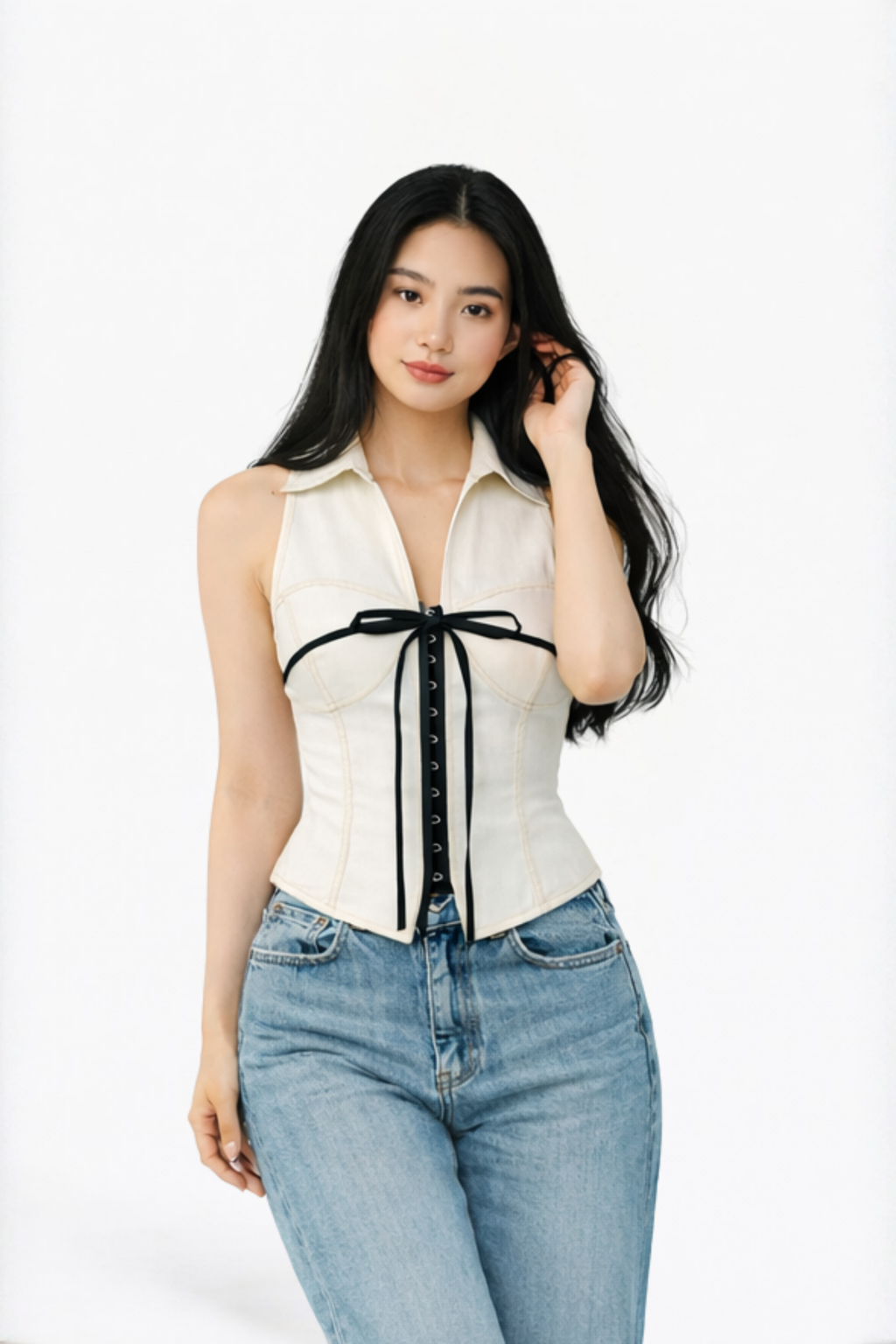 White Corset Sleeveless Top