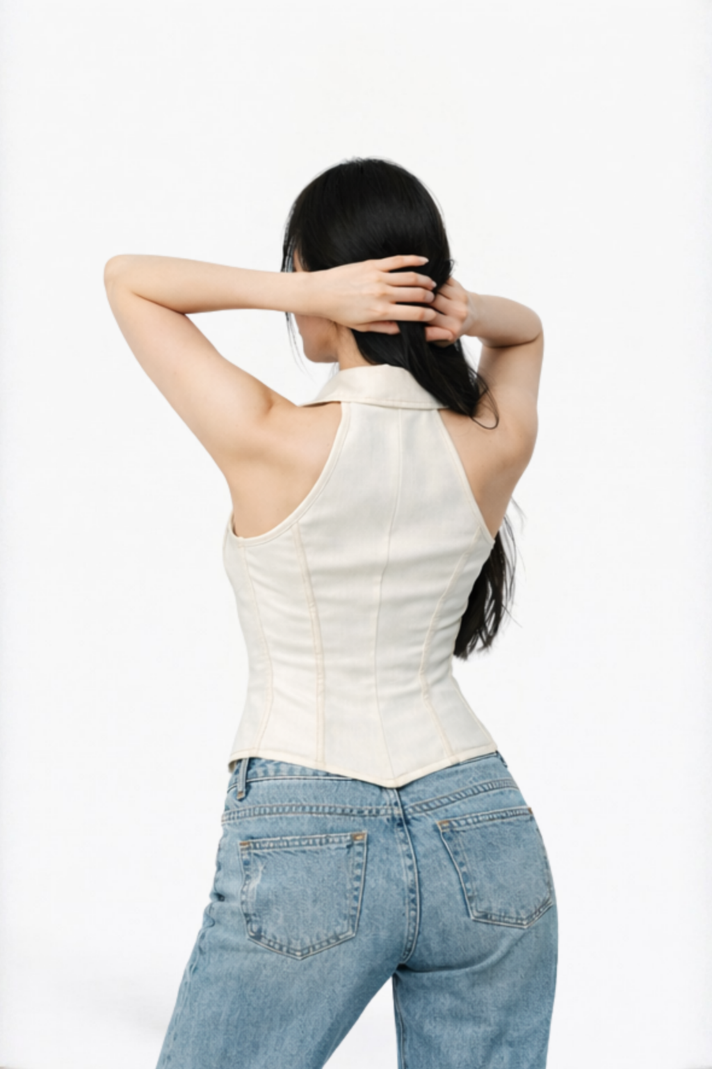 White Corset Sleeveless Top