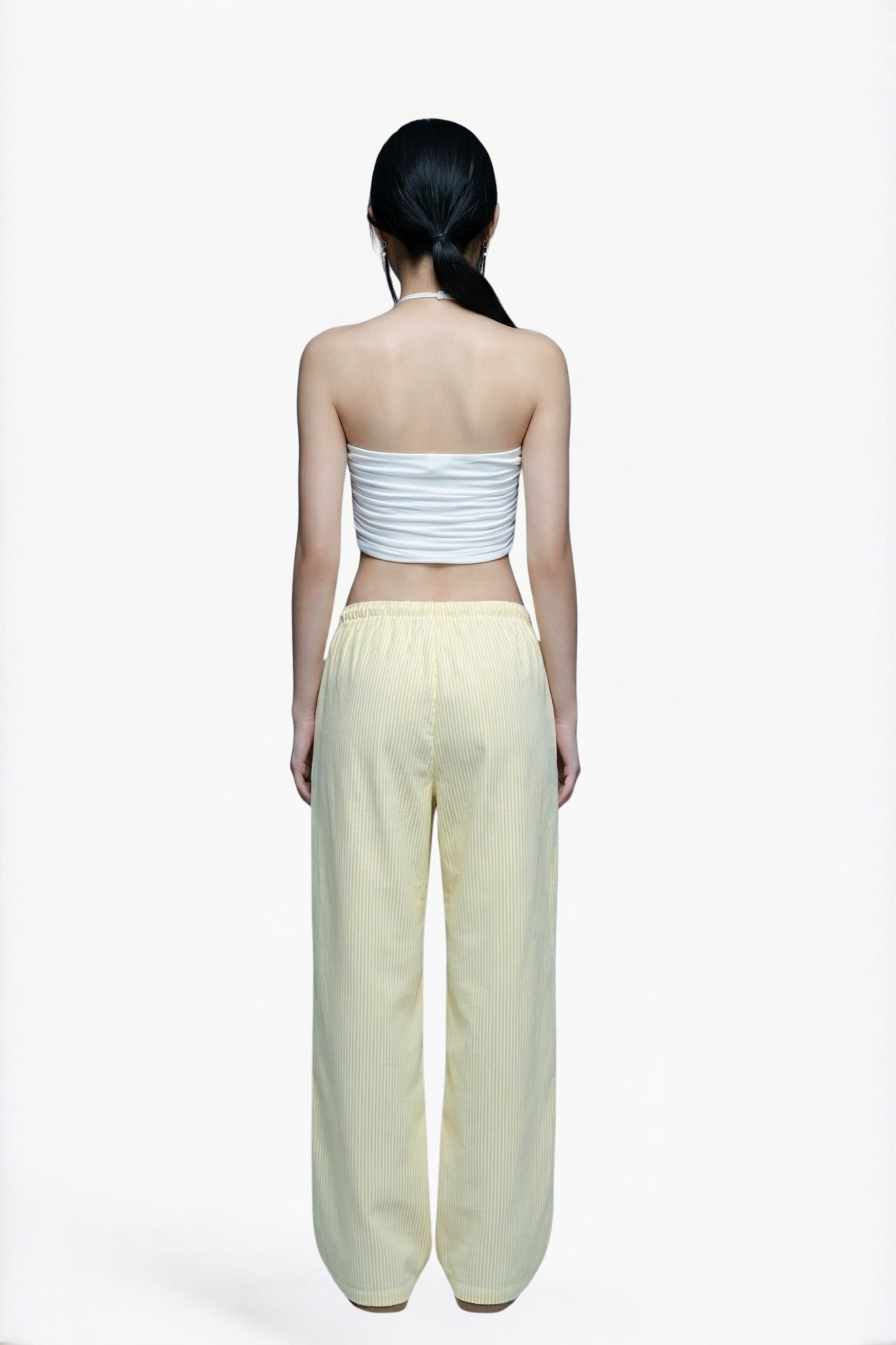 Yellow Drawstring Wide-Leg Pants