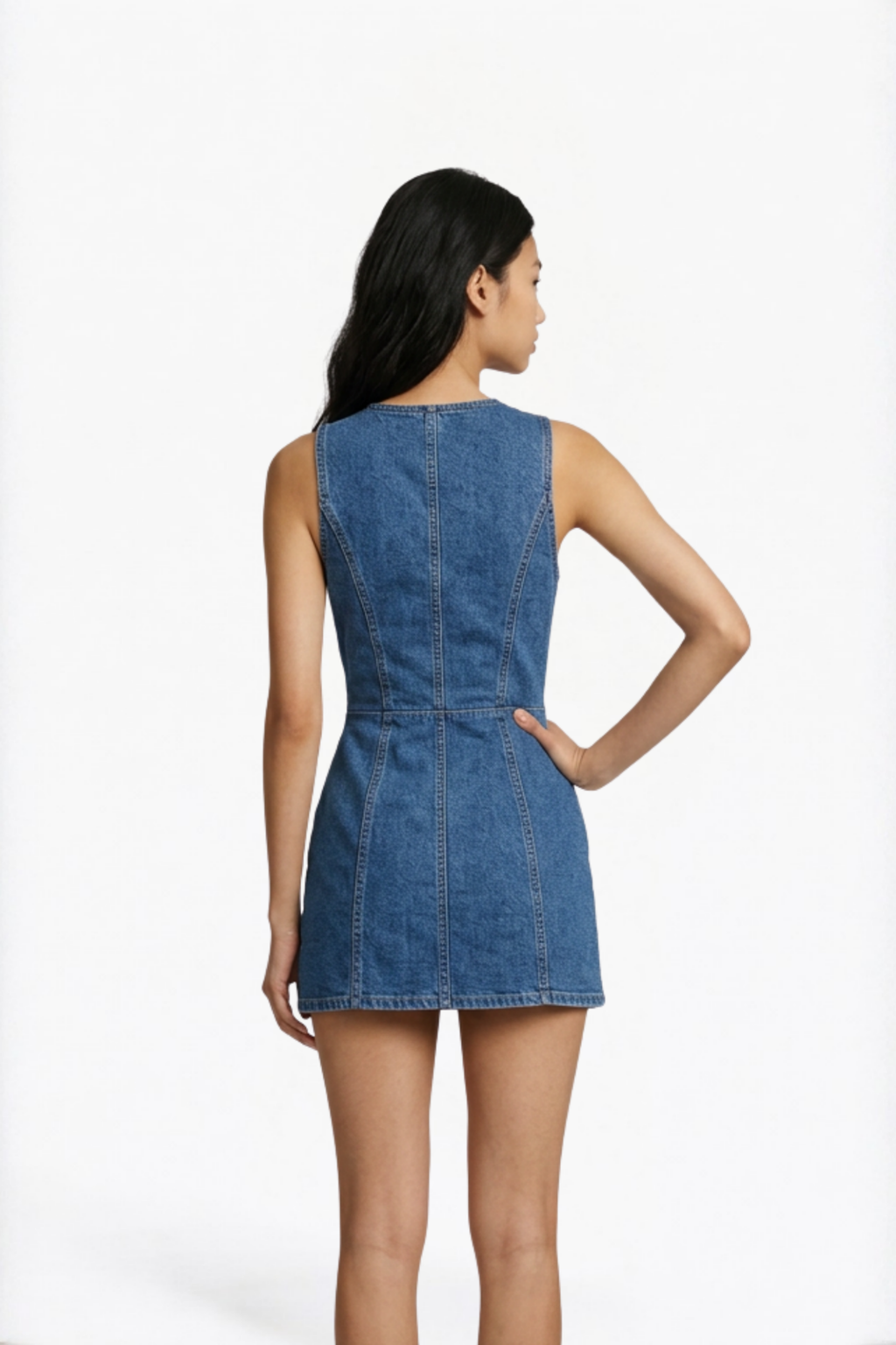 Blue Sleeveless Denim Mini Dress