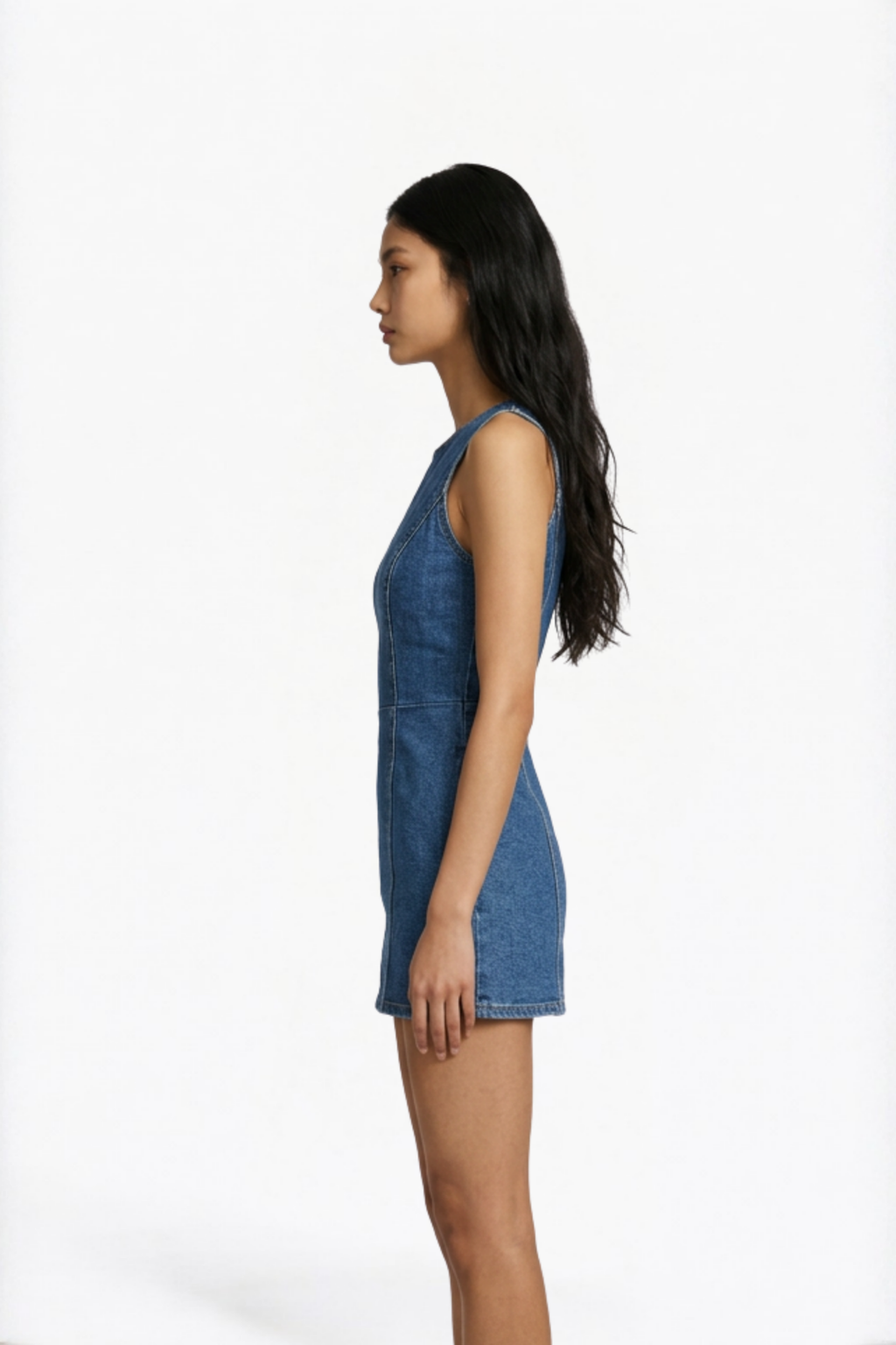 Blue Sleeveless Denim Mini Dress