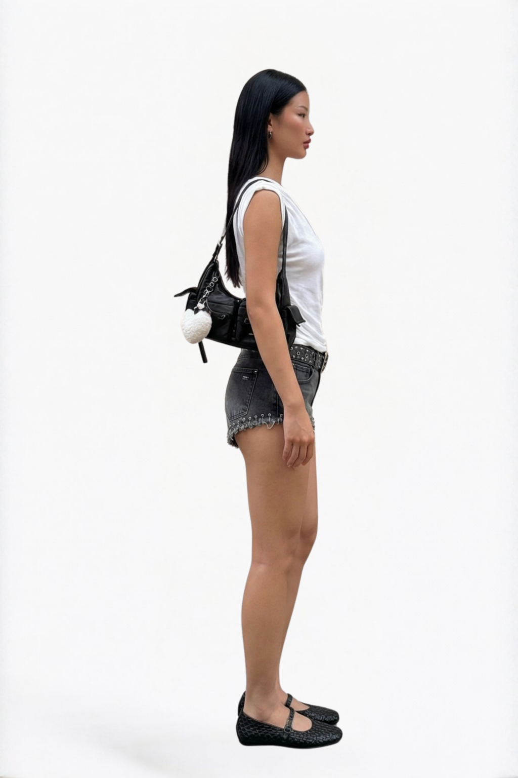 Grey Washed Denim Mini Shorts