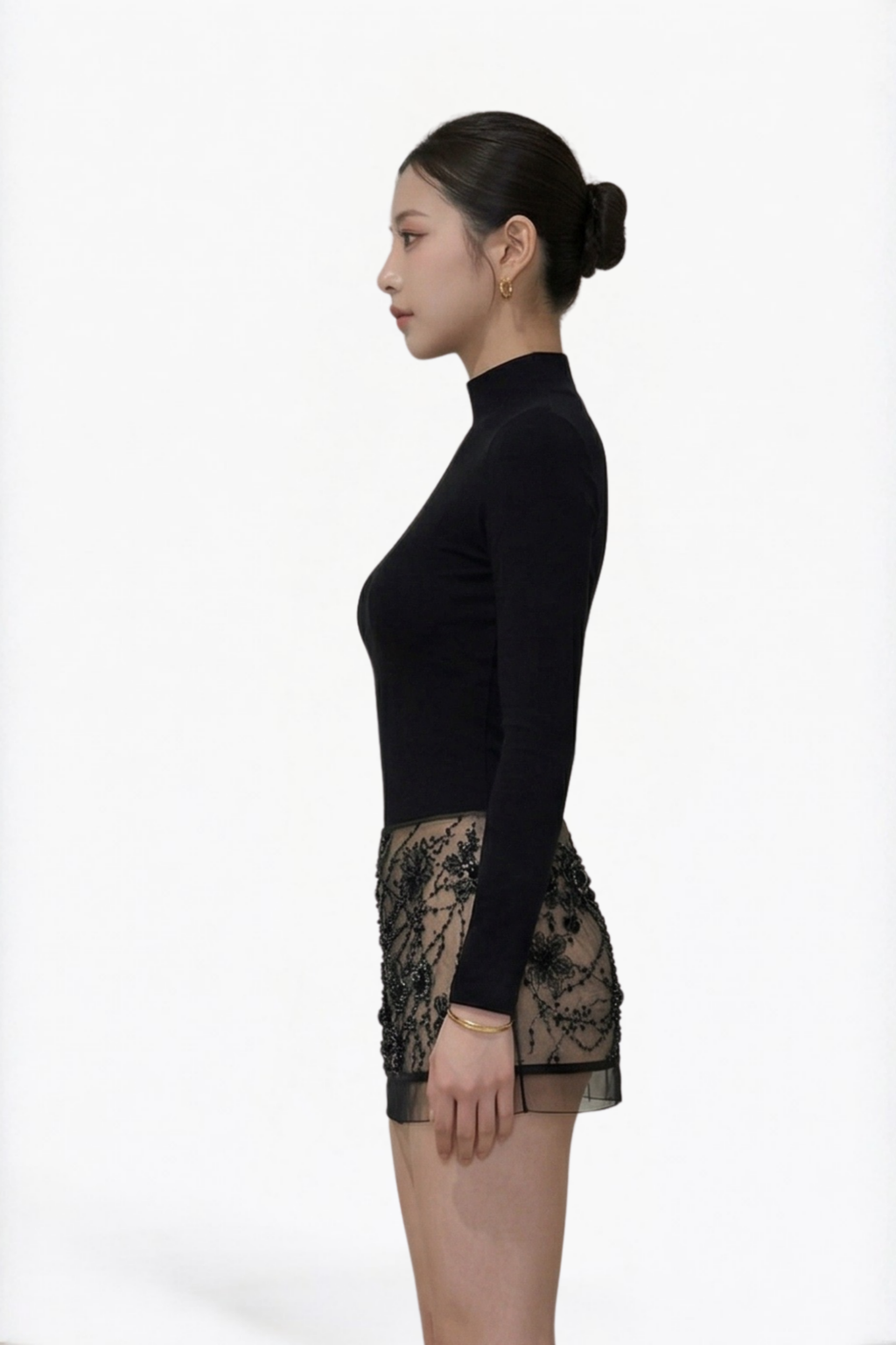 Black Floral Lace Mini Skirt
