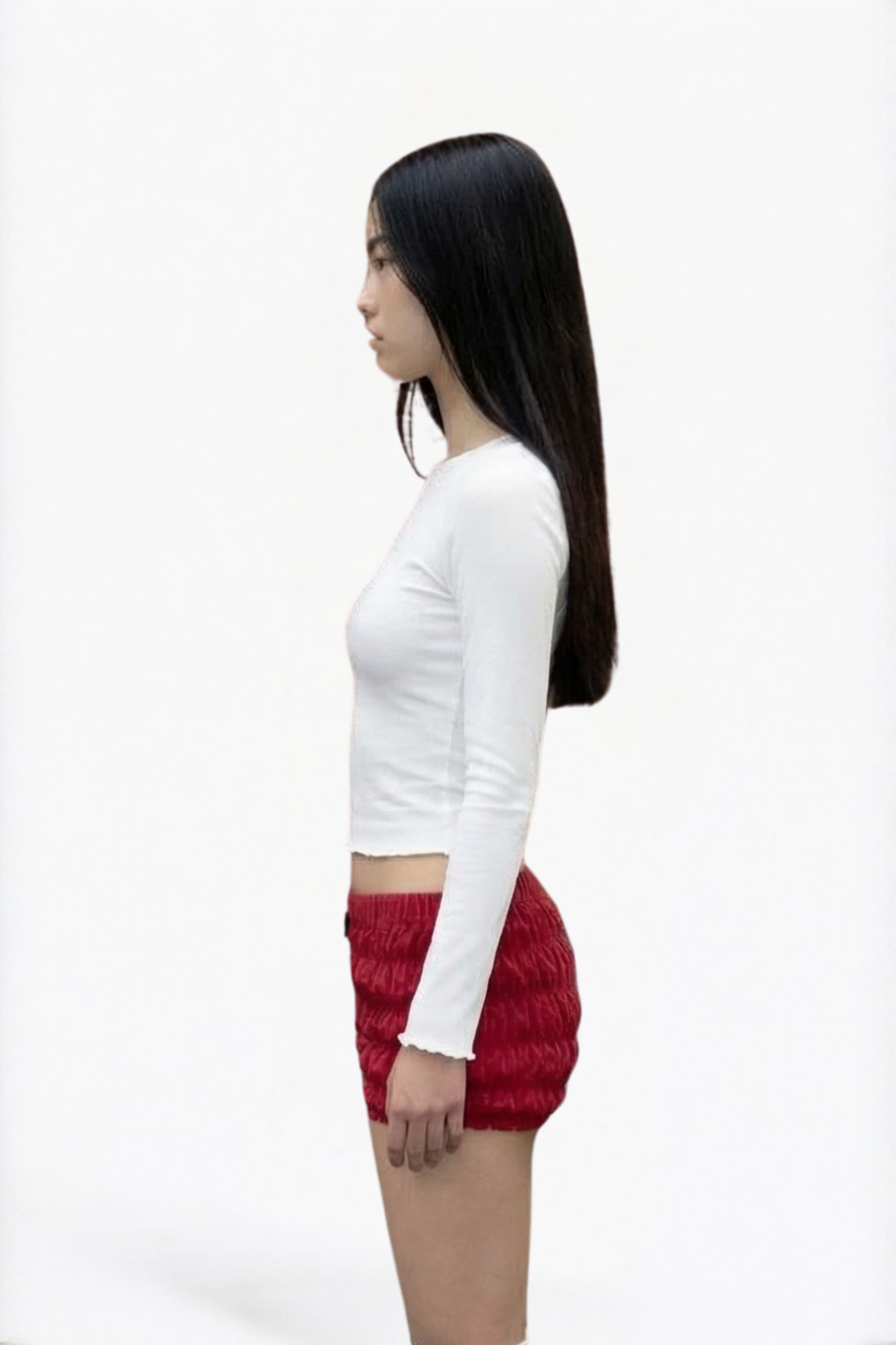 Red Tiered Ruffle Velvet Micro Shorts