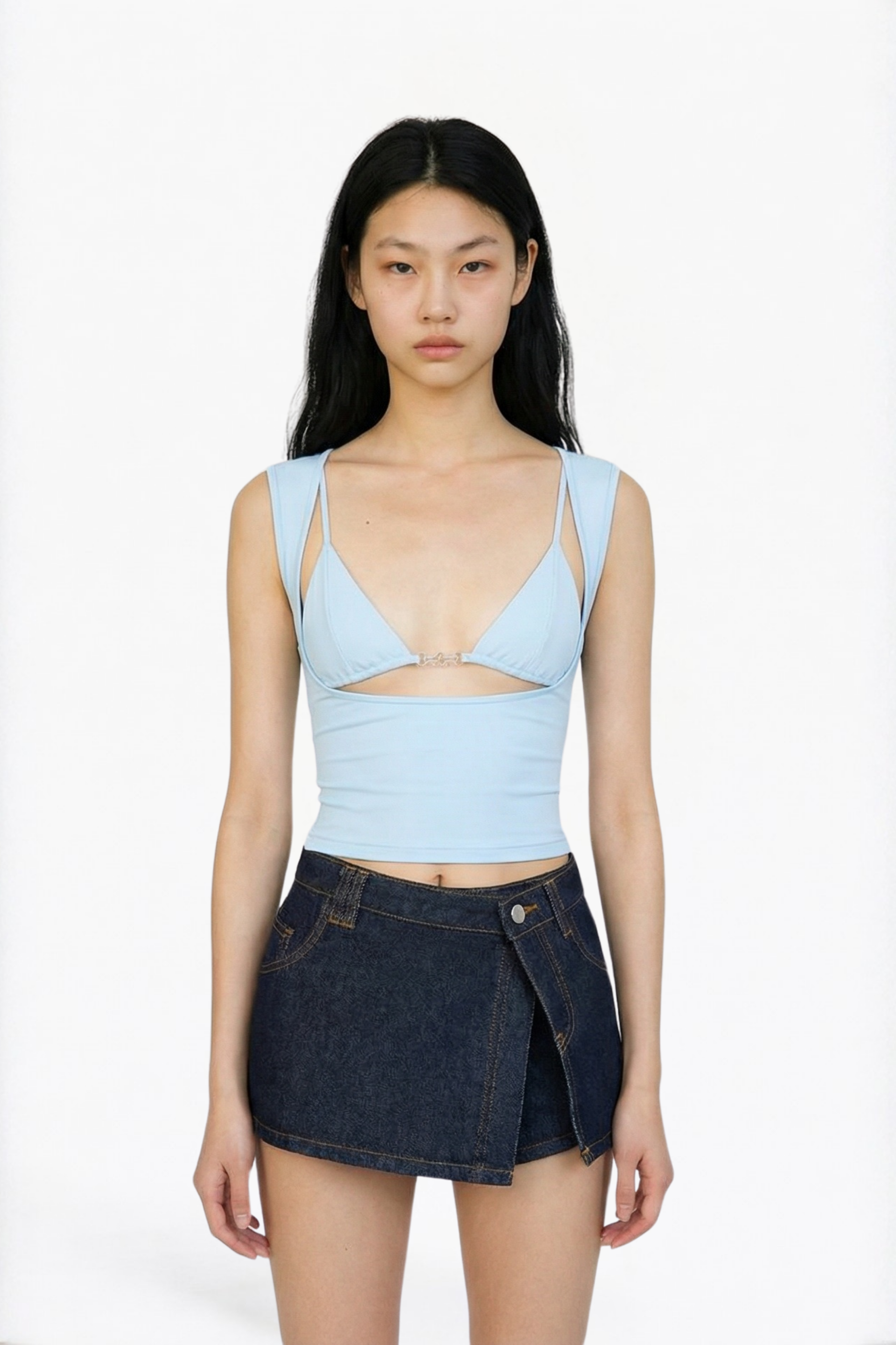 Indigo Denim Wrap Skort