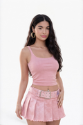 Pink Pleated Mini Skirt