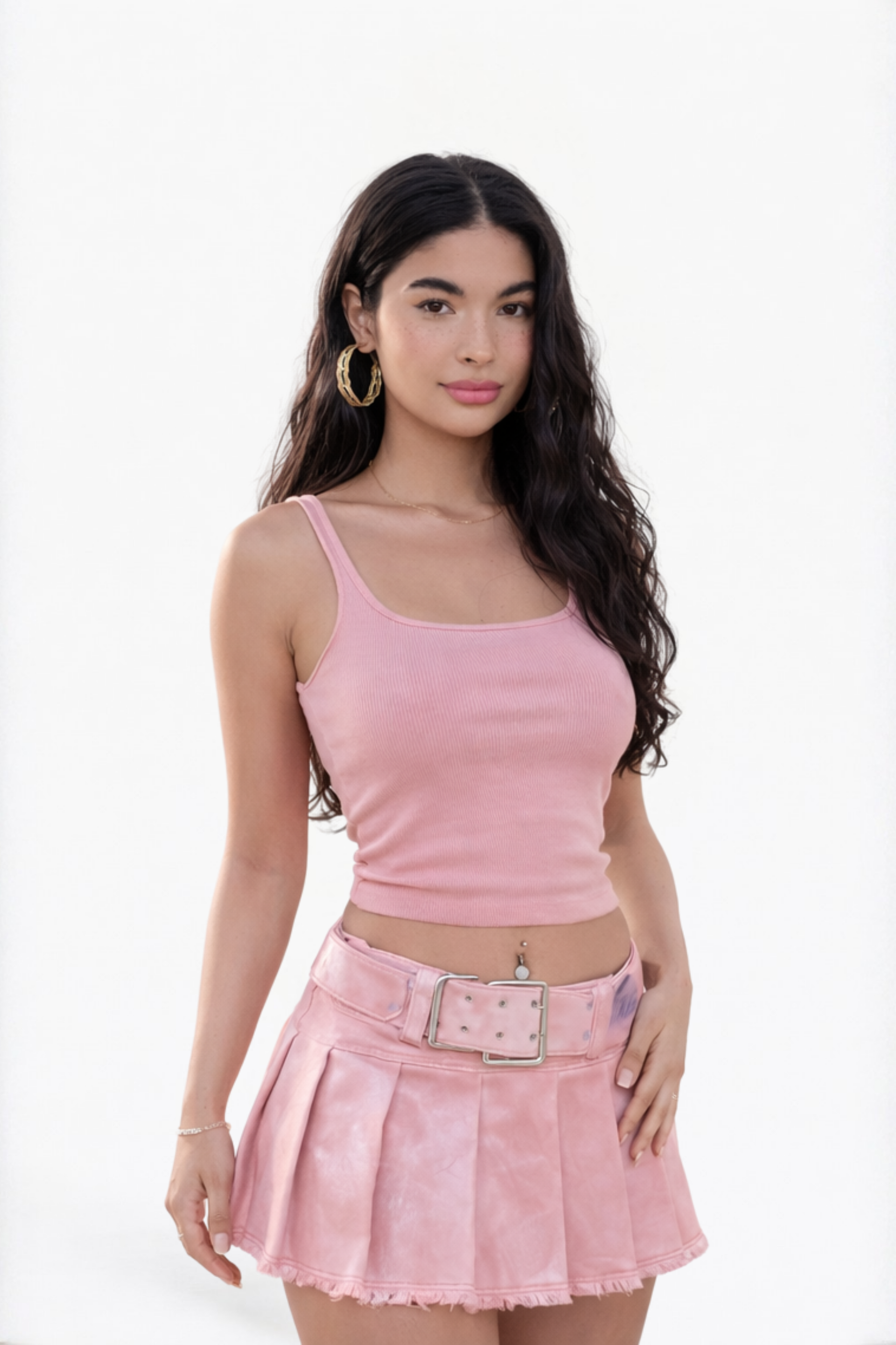 Pink Pleated Mini Skirt