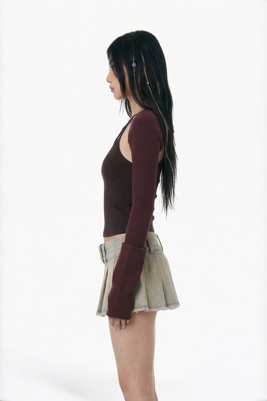 Vintage Washed Pleated Mini Skirt