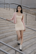 Cream Lace-Trim Slip Mini Dress