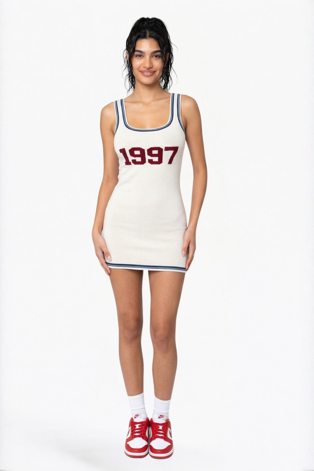White '1997' Sporty Sleeveless Mini Dress