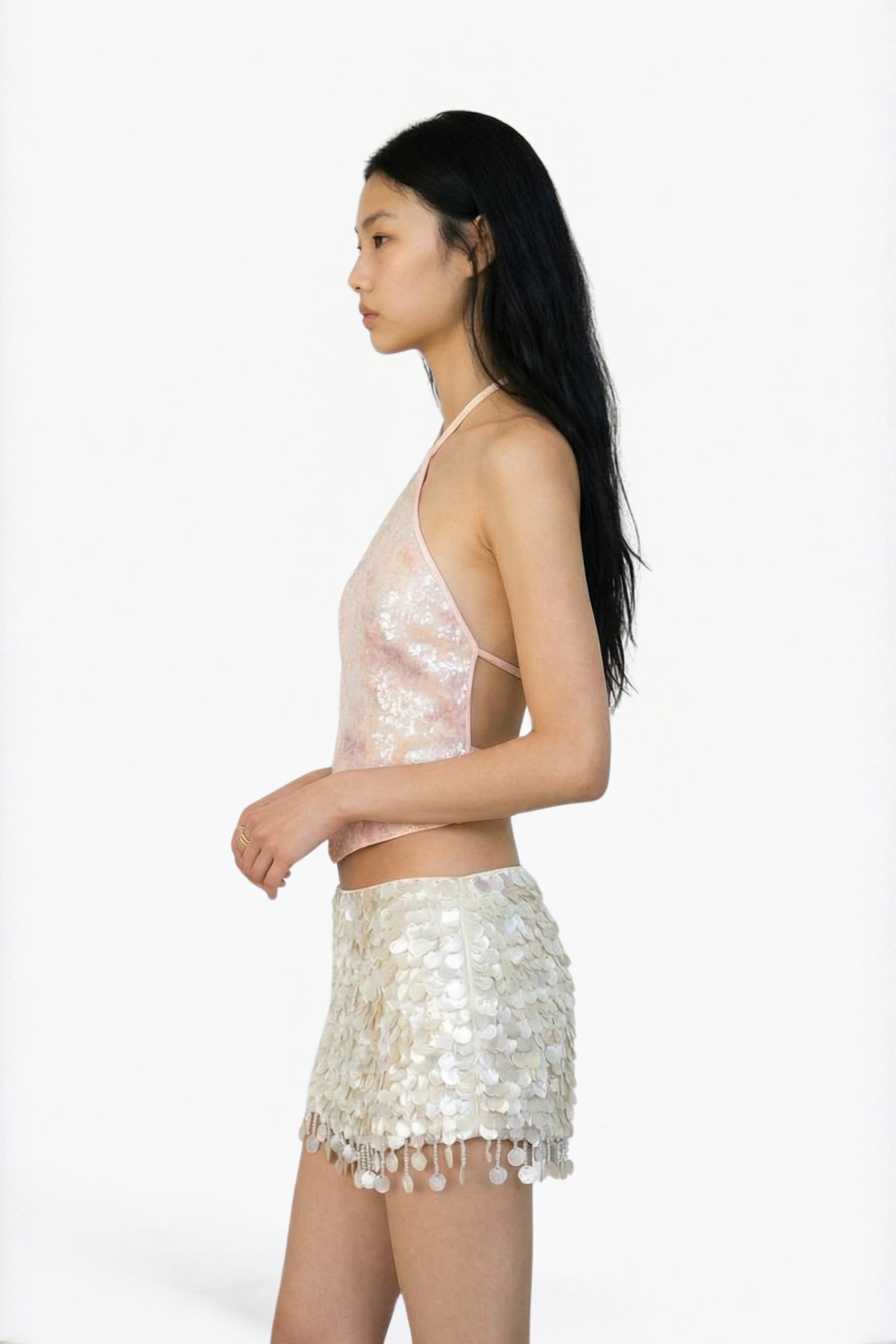 Blush Sequin Halter Neck Top