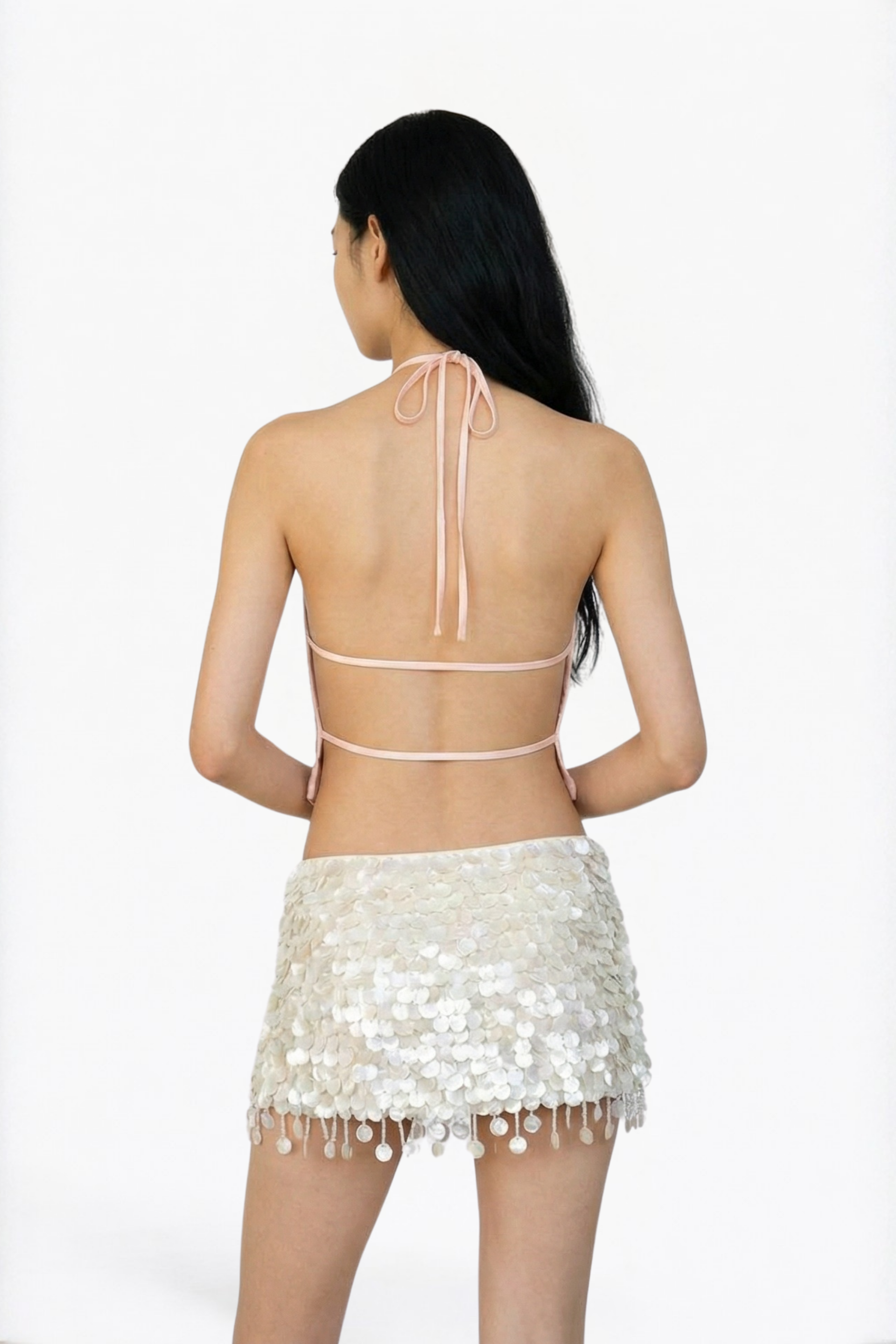 Blush Sequin Halter Neck Top