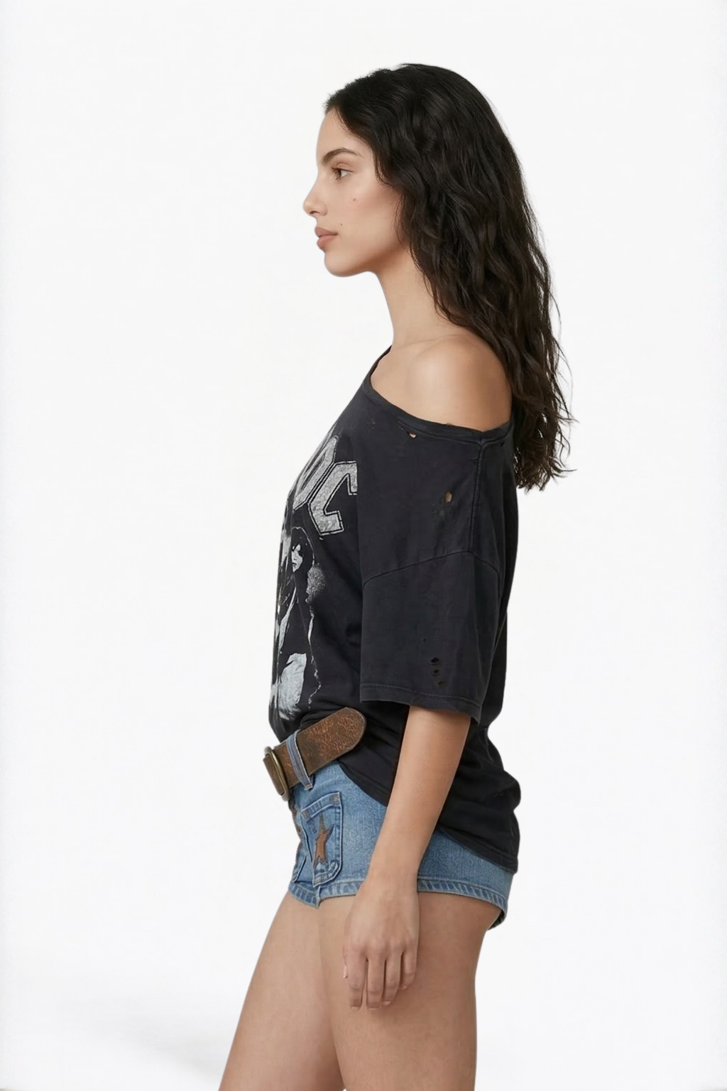 Blue Washed Star Patch Denim Mini Shorts