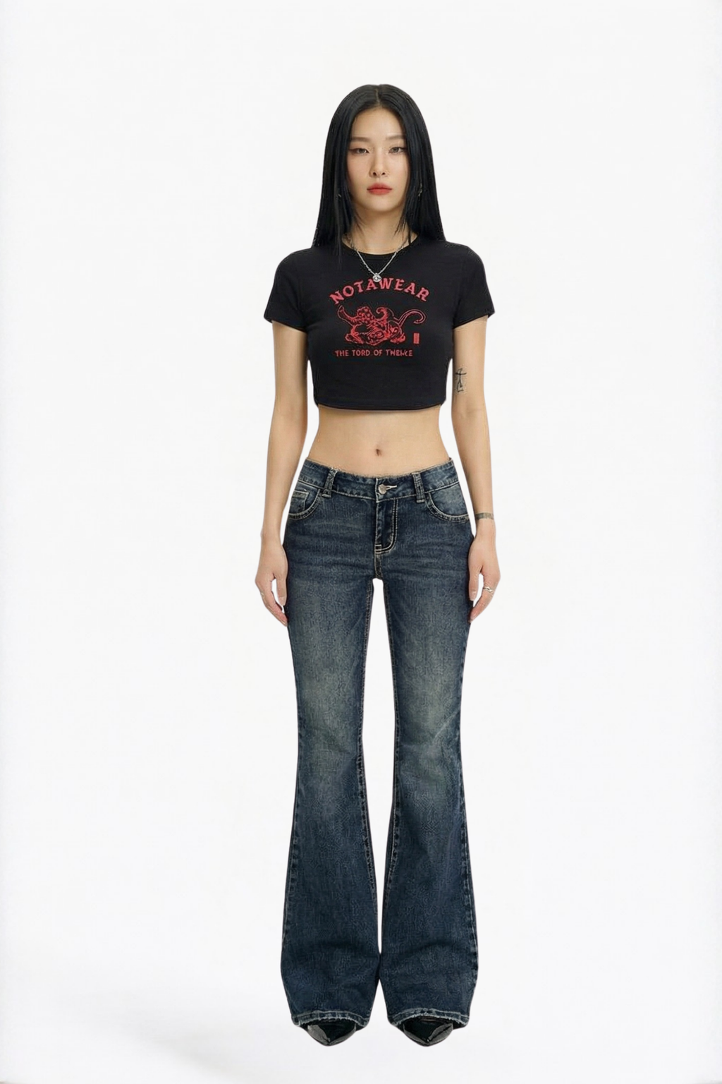 Blue Washed Flare Jeans