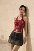 Vintage Washed Denim Cargo Mini Skirt