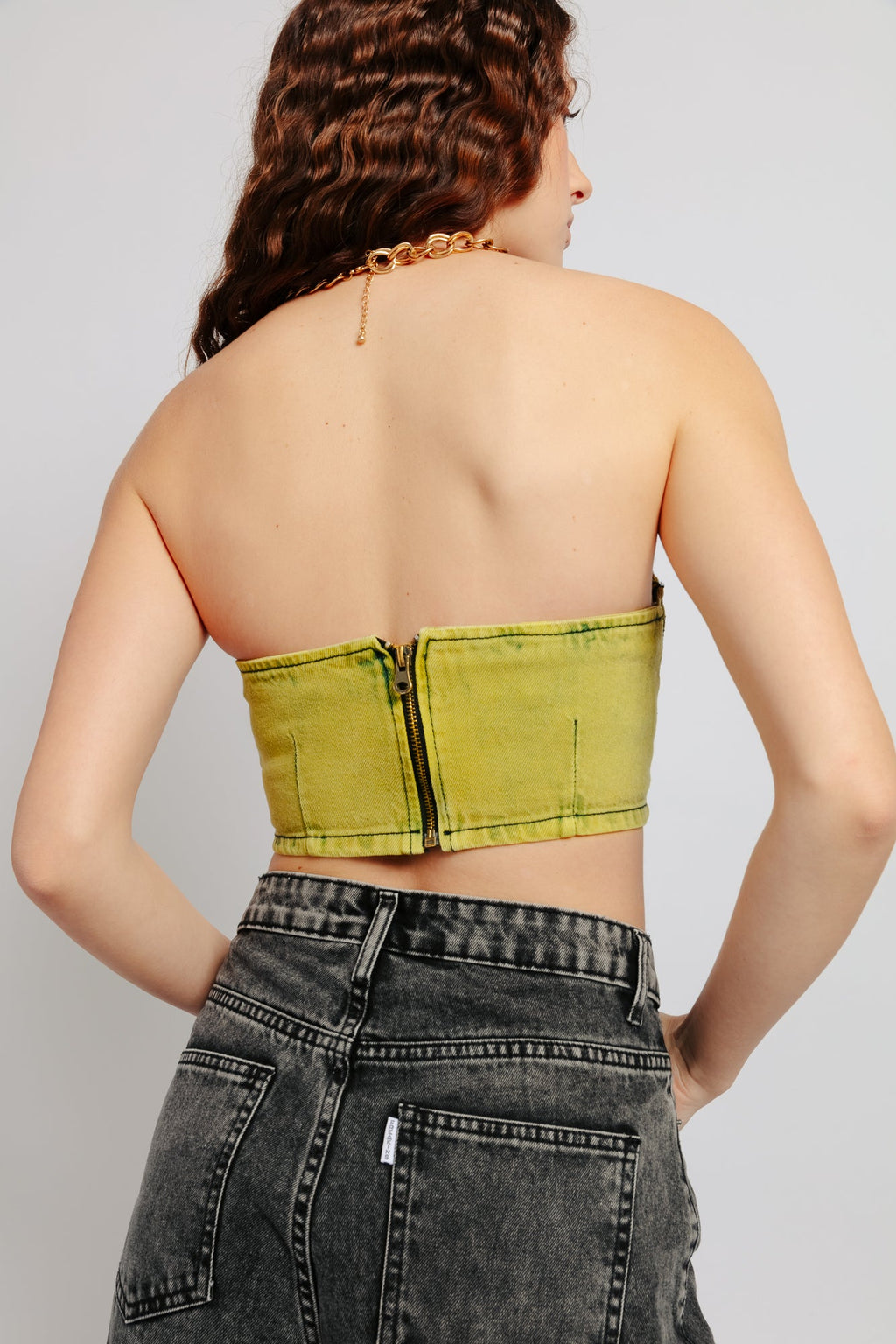 Neon Denim Bustier Top
