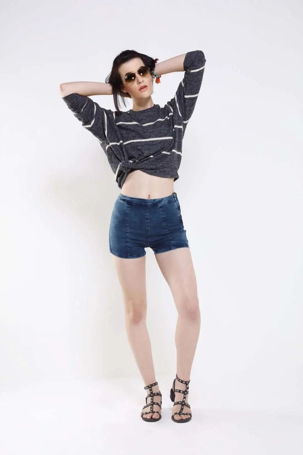 Dark Blue High Waited Jeggings Shorts