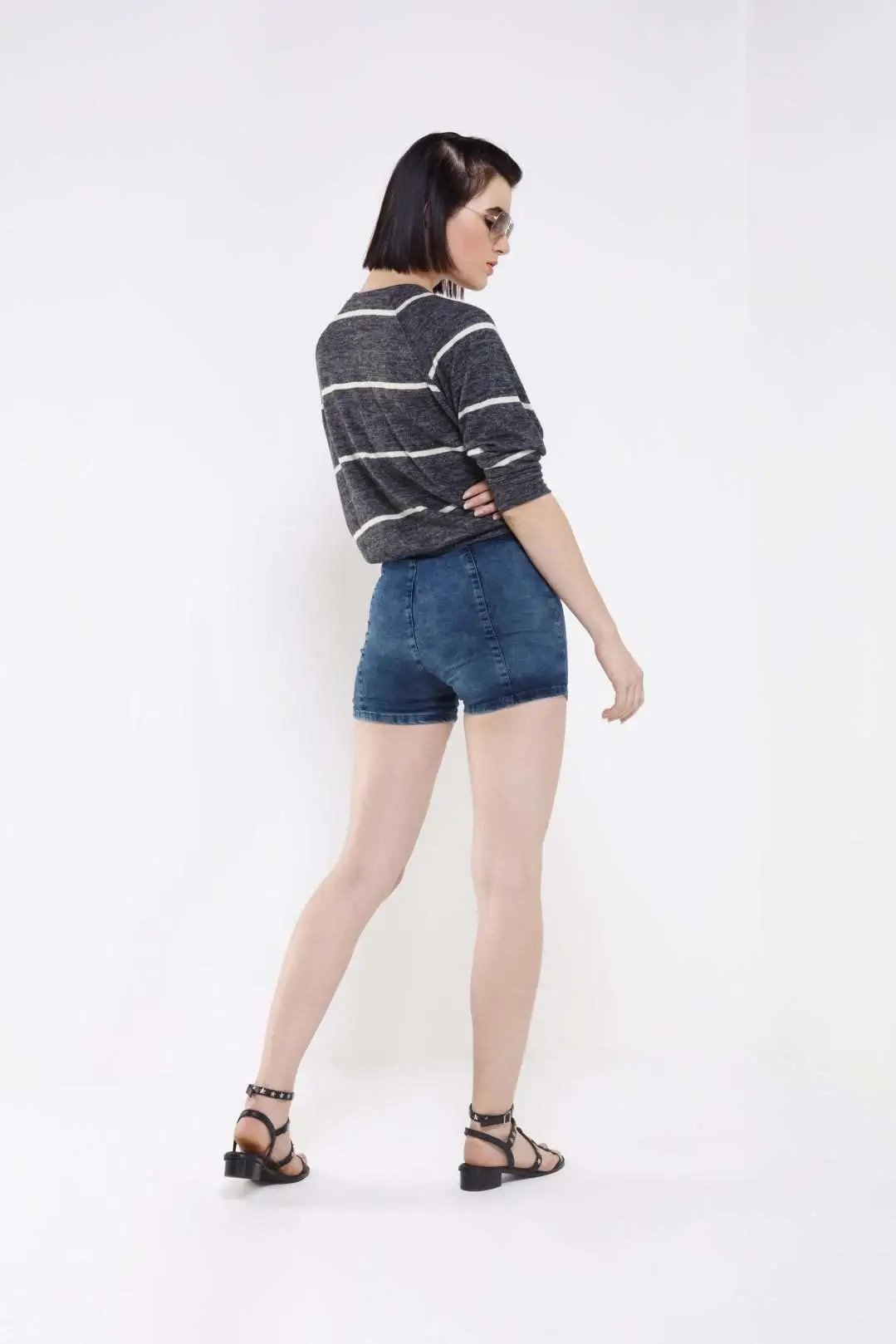 Dark Blue High Waited Jeggings Shorts