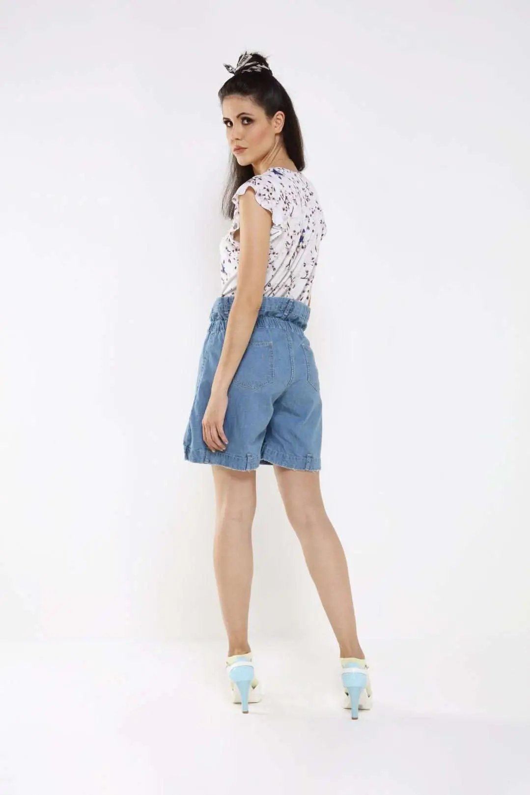 Paper Bag Denim Blue Shorts