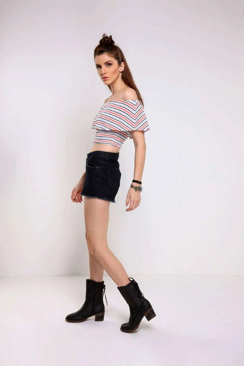 Black Mid Waist Hot Shorts