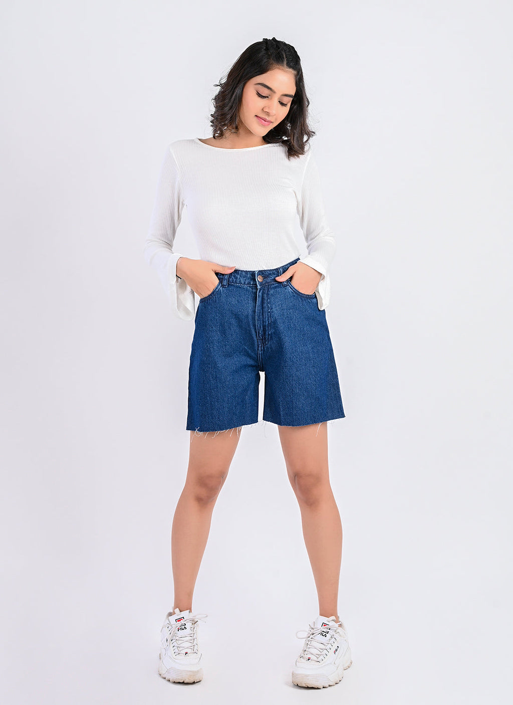 Mid Blue Denim Bermuda Shorts