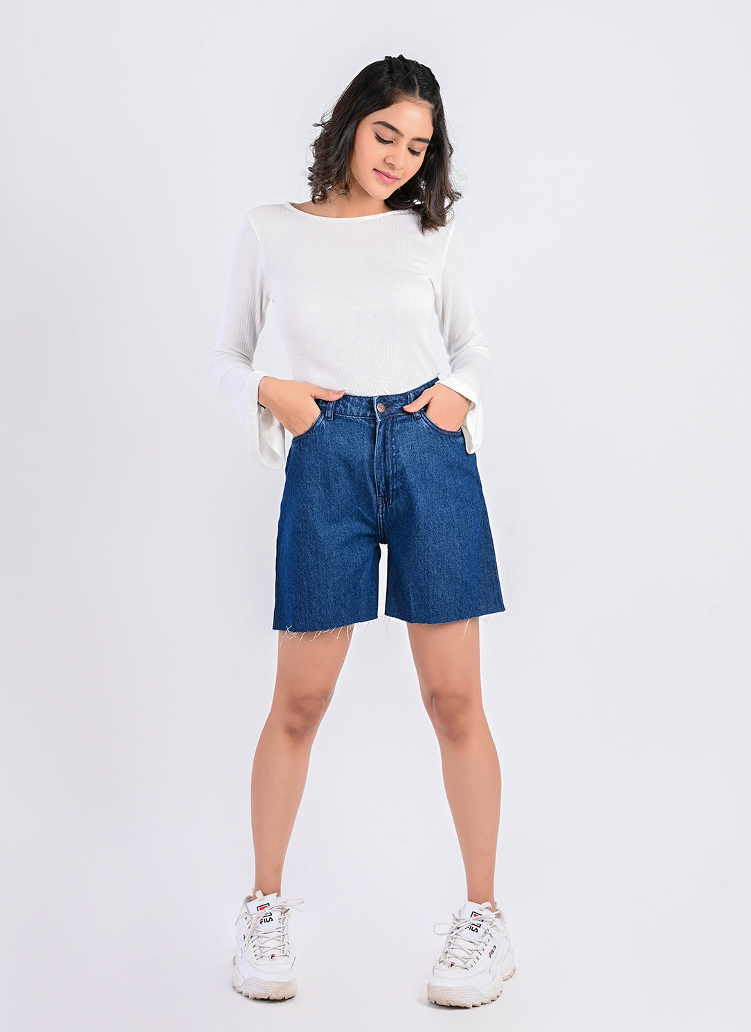 Mid Blue Denim Bermuda Shorts