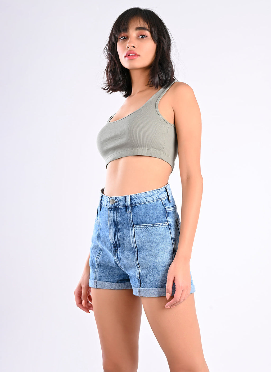 Utility Denim Shorts