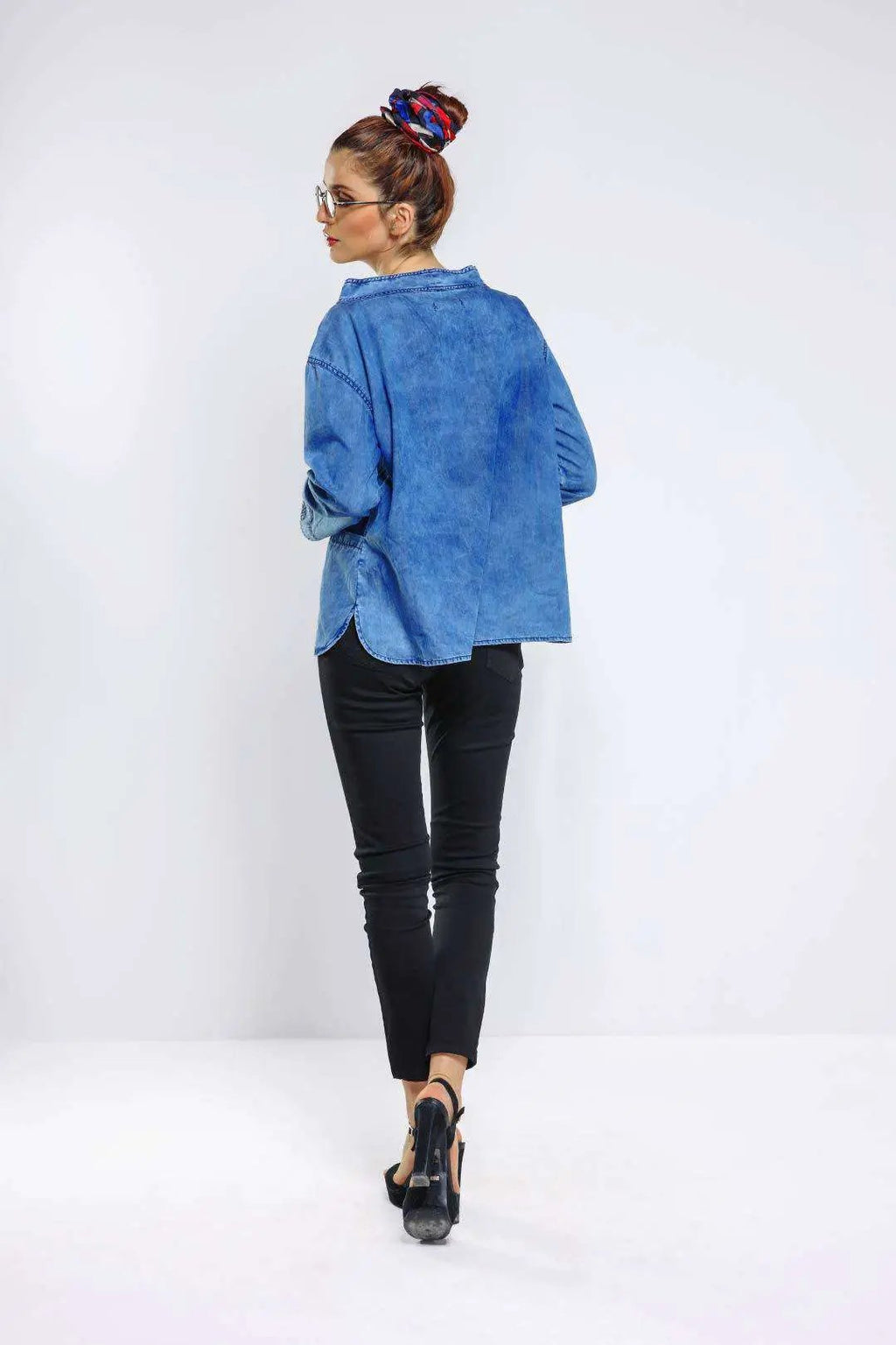 Mid Blue Oversized Denim Top