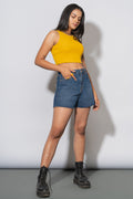 Yale Blue Raw Hem Shorts