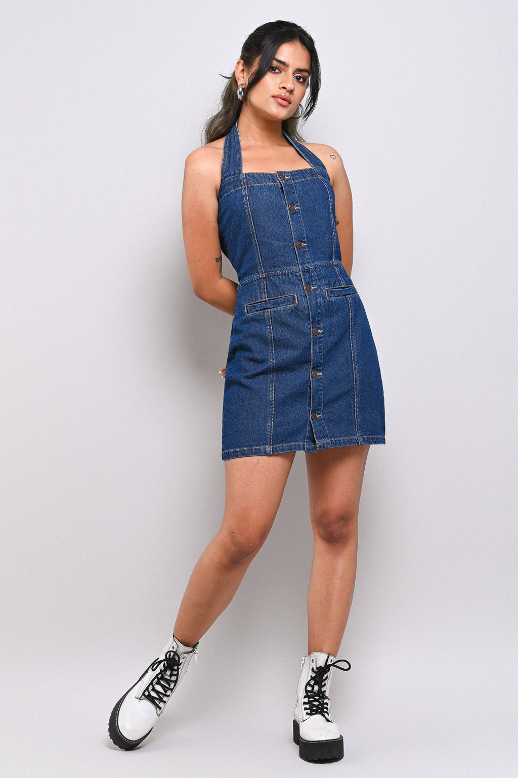Blue Halter Women's Fitted Dress