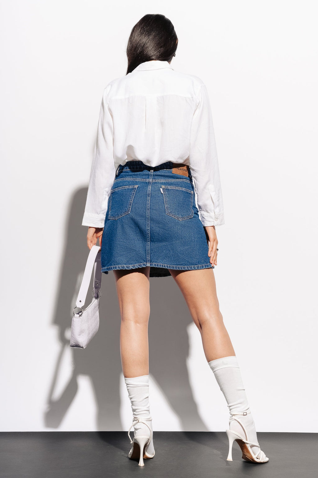 Denim Cutout Mini Skirt