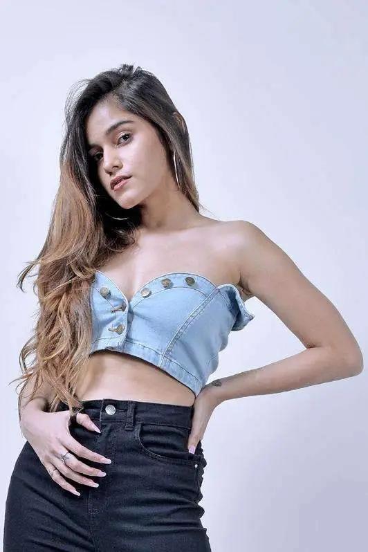 Stm Light Blue Denim Crop Top