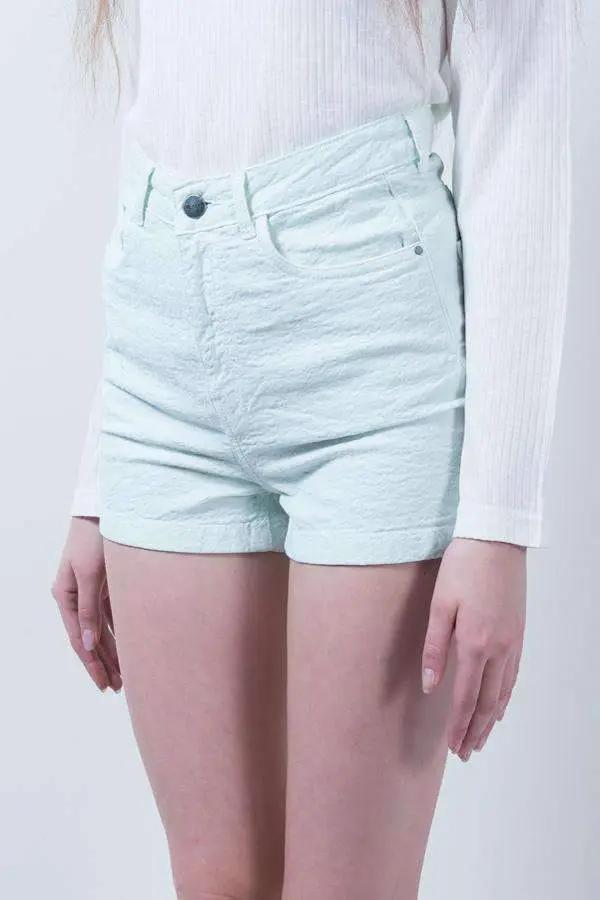 Light Green Denim High Waist Denim Hot Shorts