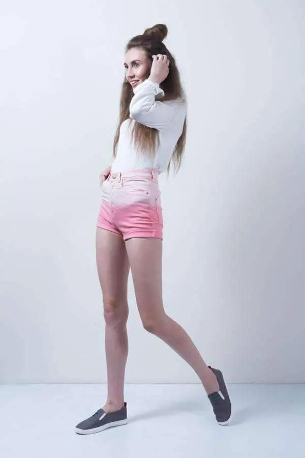 Pink Denim High Rise Ombre Shorts