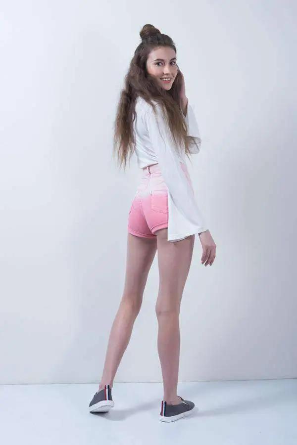 Pink Denim High Rise Ombre Shorts