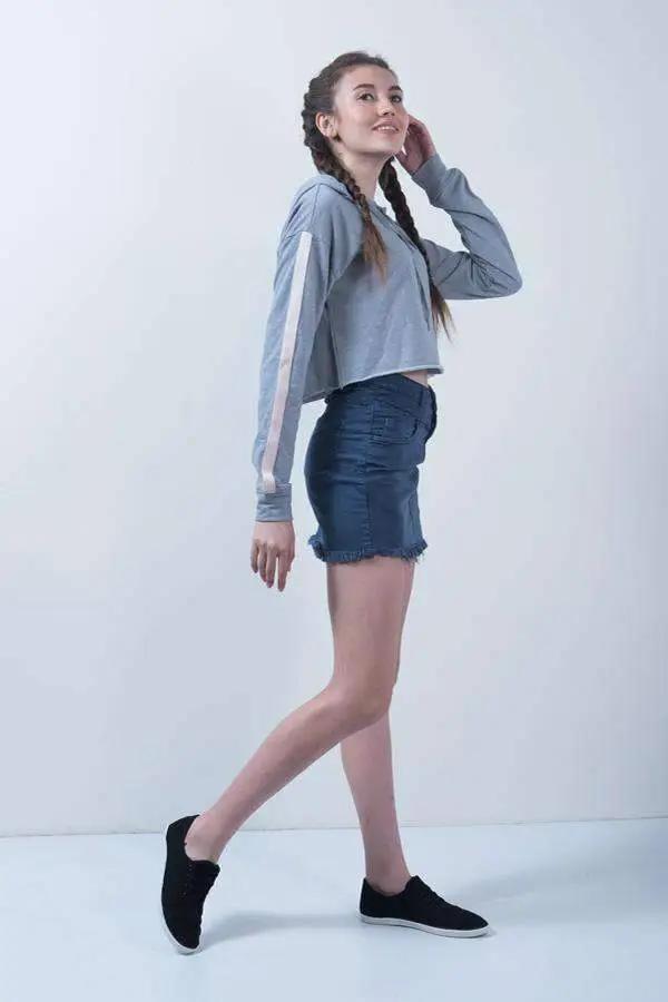 Blue Denim High Rise Skirt