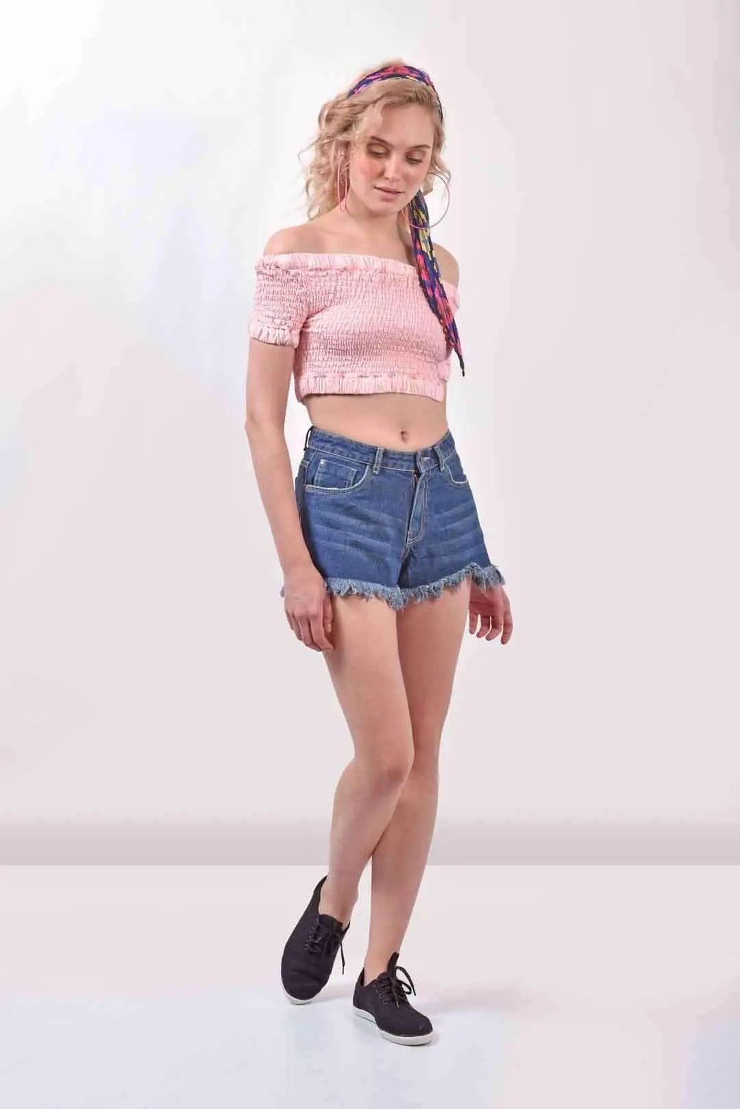 Elasticated Denim Pink Top