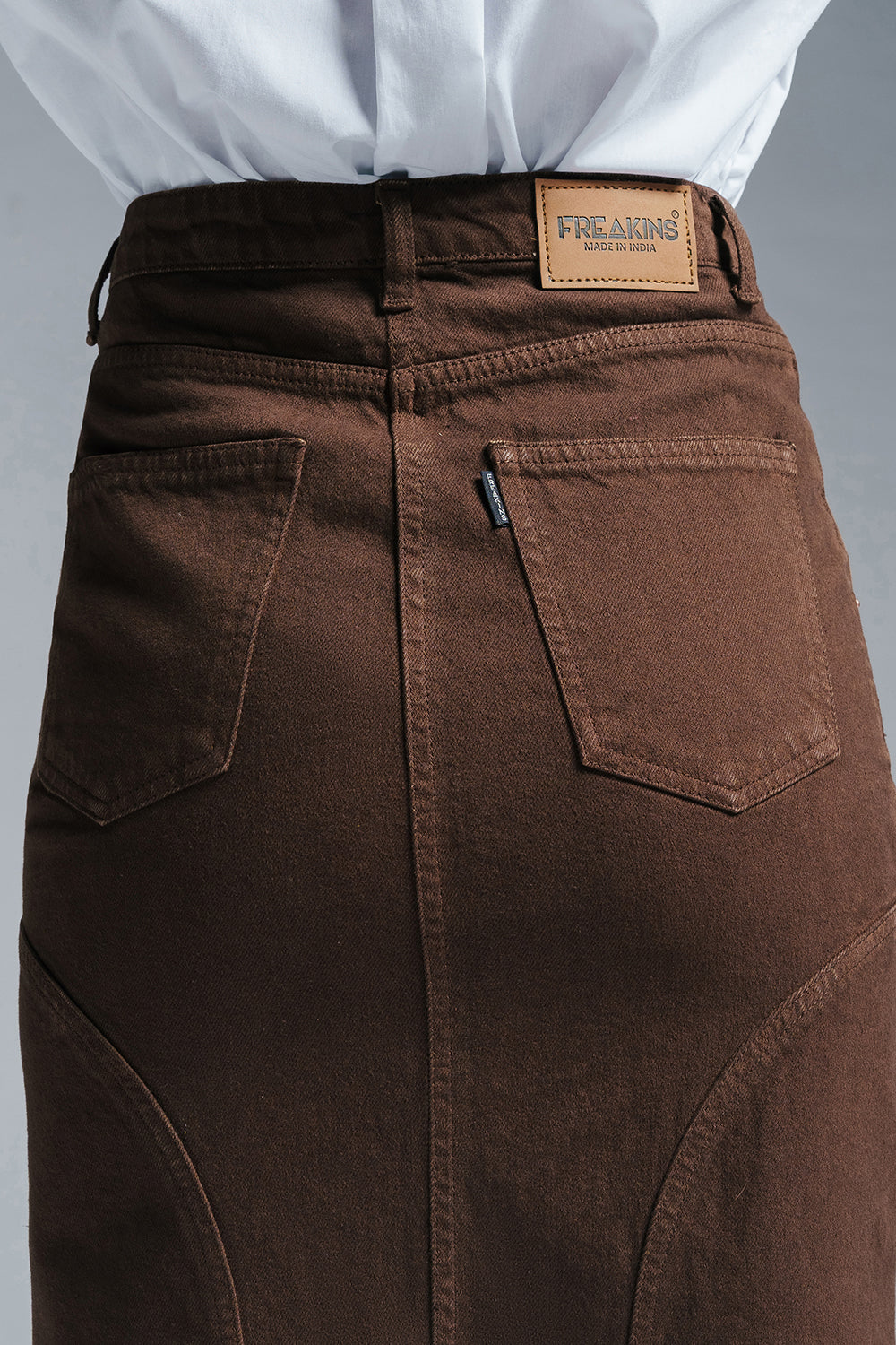 Cinnamon Swirl Denim Carpenter Skirt