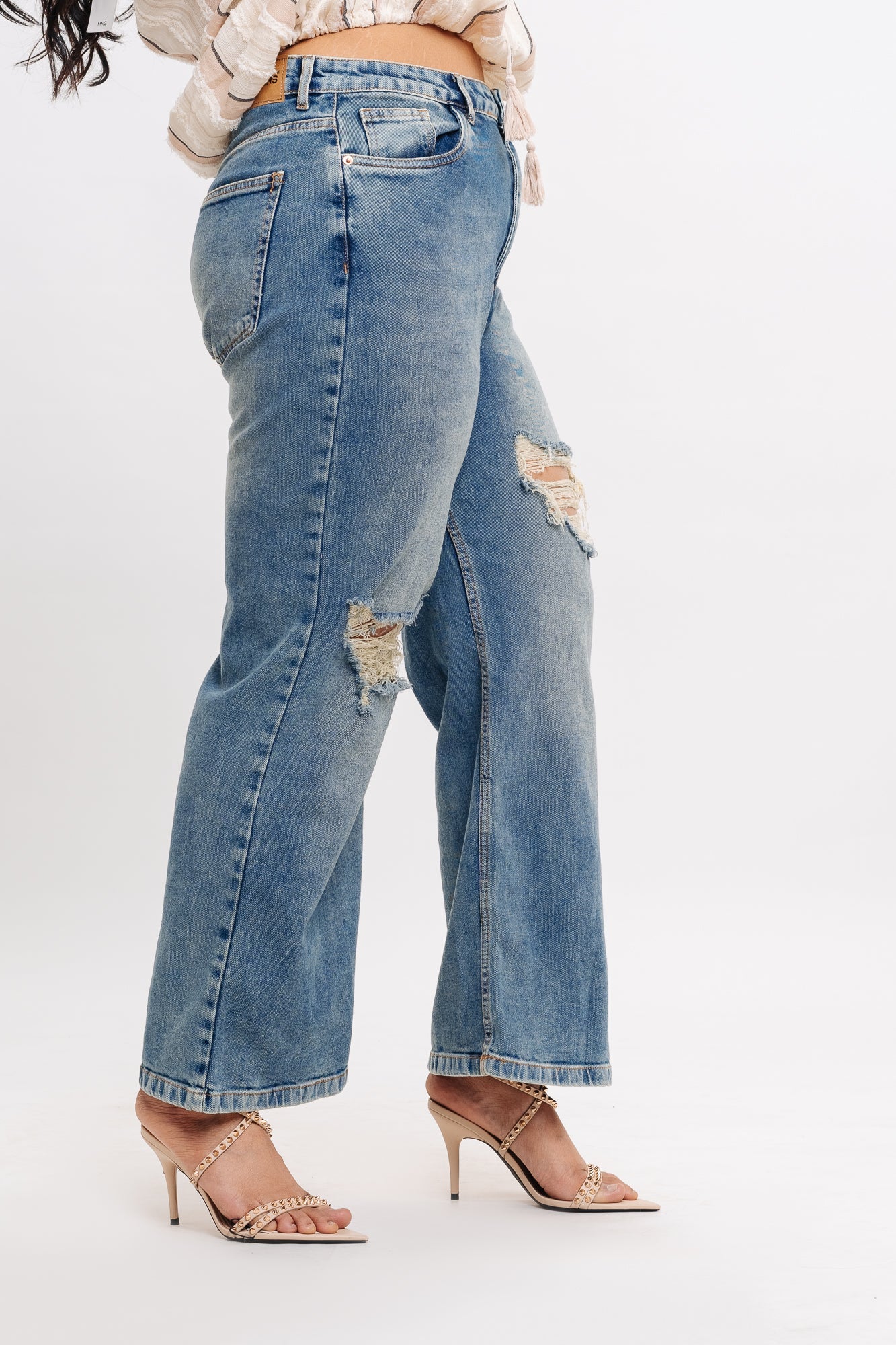 Washed Out Distress Straight Jeans