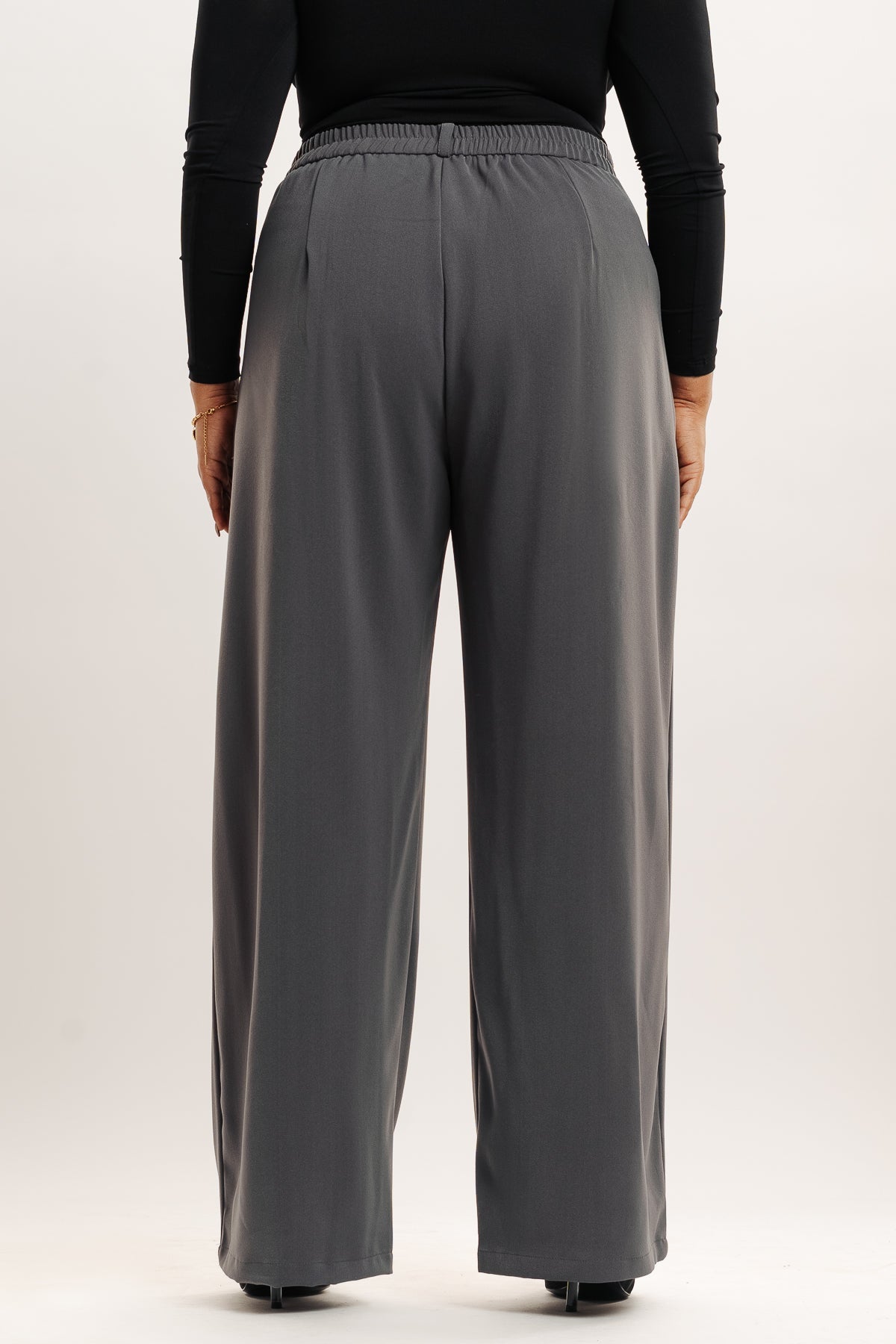 Curve Grey Pleated Wide Korean Pants