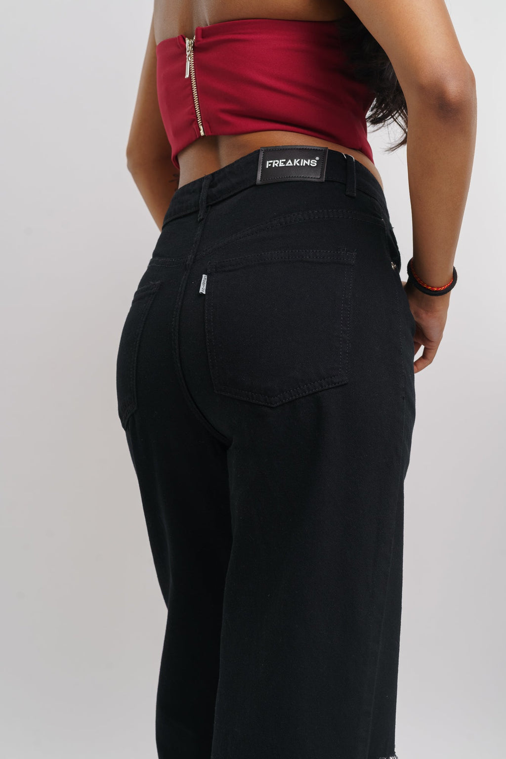 Black Distressed Women's Wide Jeans