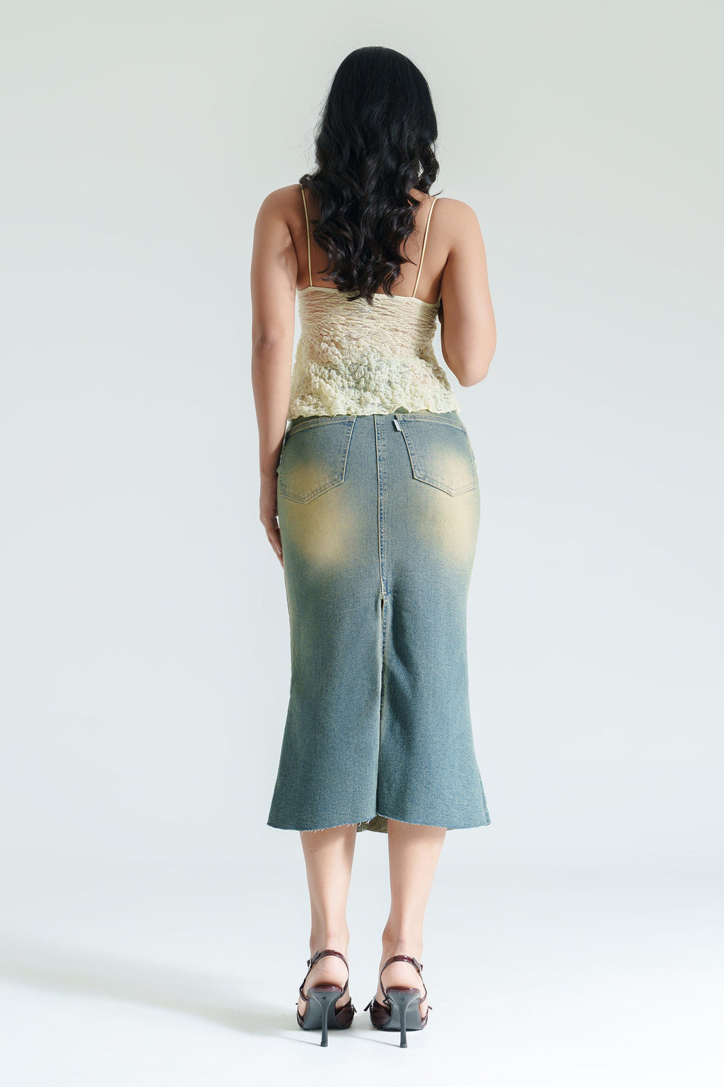 Antique Blue Women's Mermaid Denim Skirt